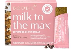 BOOBIE BRANDS Boobie Bar Oatmeal Chocolate Chip Lactation Bar | #1 Selling Lactation Snack Bars | Gluten Free & Vegan Lactation Snacks To Support Milk Supply Increase, 6 Bars (1 Box)