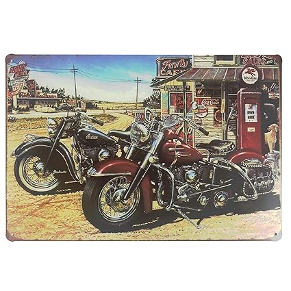 Uniquelover Garage Outside Motorcycles Retro Vintage Metal Sign For Home Wall Decoration 12 X 8 Inches