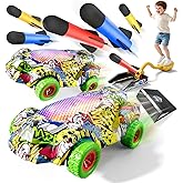Rocket Launcher for Kids,2 Race Car and 6 Foam Rockets 1 Pressure Launch Kit Outdoor Outside Backyard Toys Boy Birthday Gifts Set Toddler Games,Toy for Boys Girls Age 3 4 5 6 7 8 9 Years Old