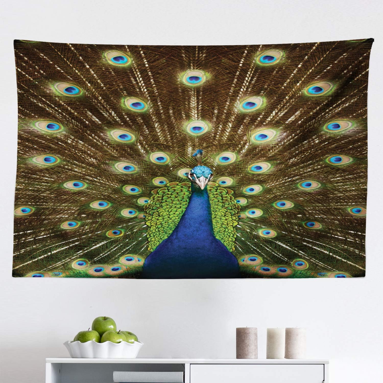 Amazon.com: Ambesonne Peacock Tapestry, Portrait of Animal 
