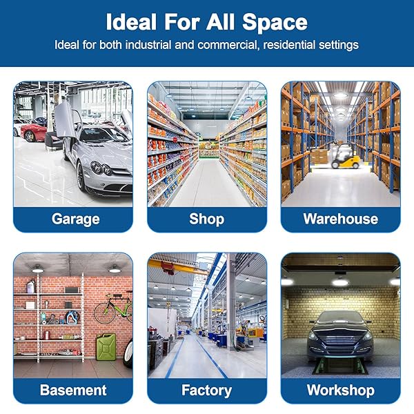 EILPASS LED SHOP LIGHTS 100W 16,000LM 5000K SUPER BRIGHT HIGH BAY SHOP LIGHTS WITH US CABLE PLUG IN FOR GARAGE WORKSHOP WAREHOUSE FACTORY BARN (100W 2PACK)
