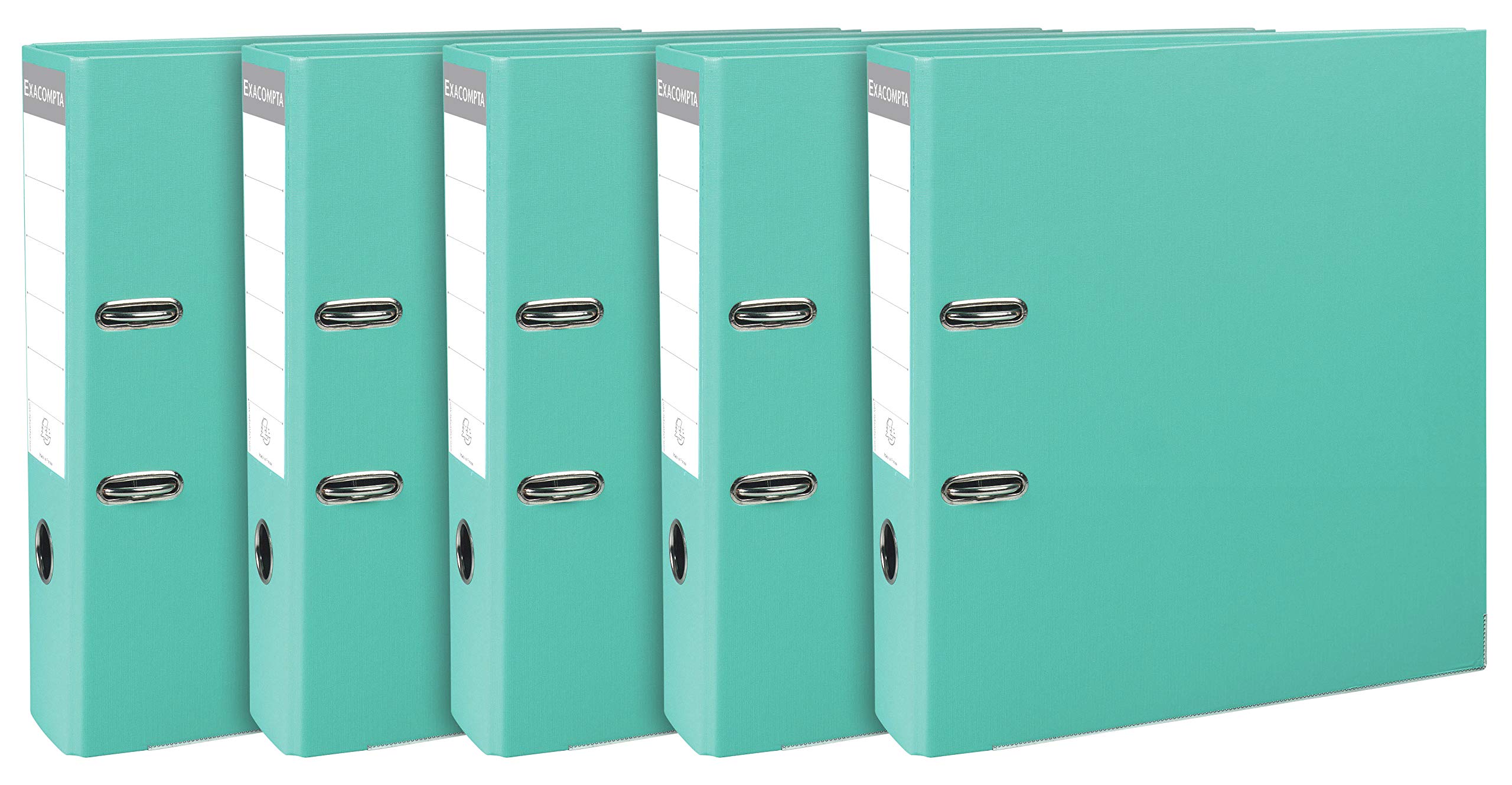 Exacompta - Ref 53303SE - Lever Arch File - Suitable for A4 Documents, 80mm Spine, Prem'Touch Mechanical, Polypropylene Coated Cardboard - Light Green (Pack of 5)