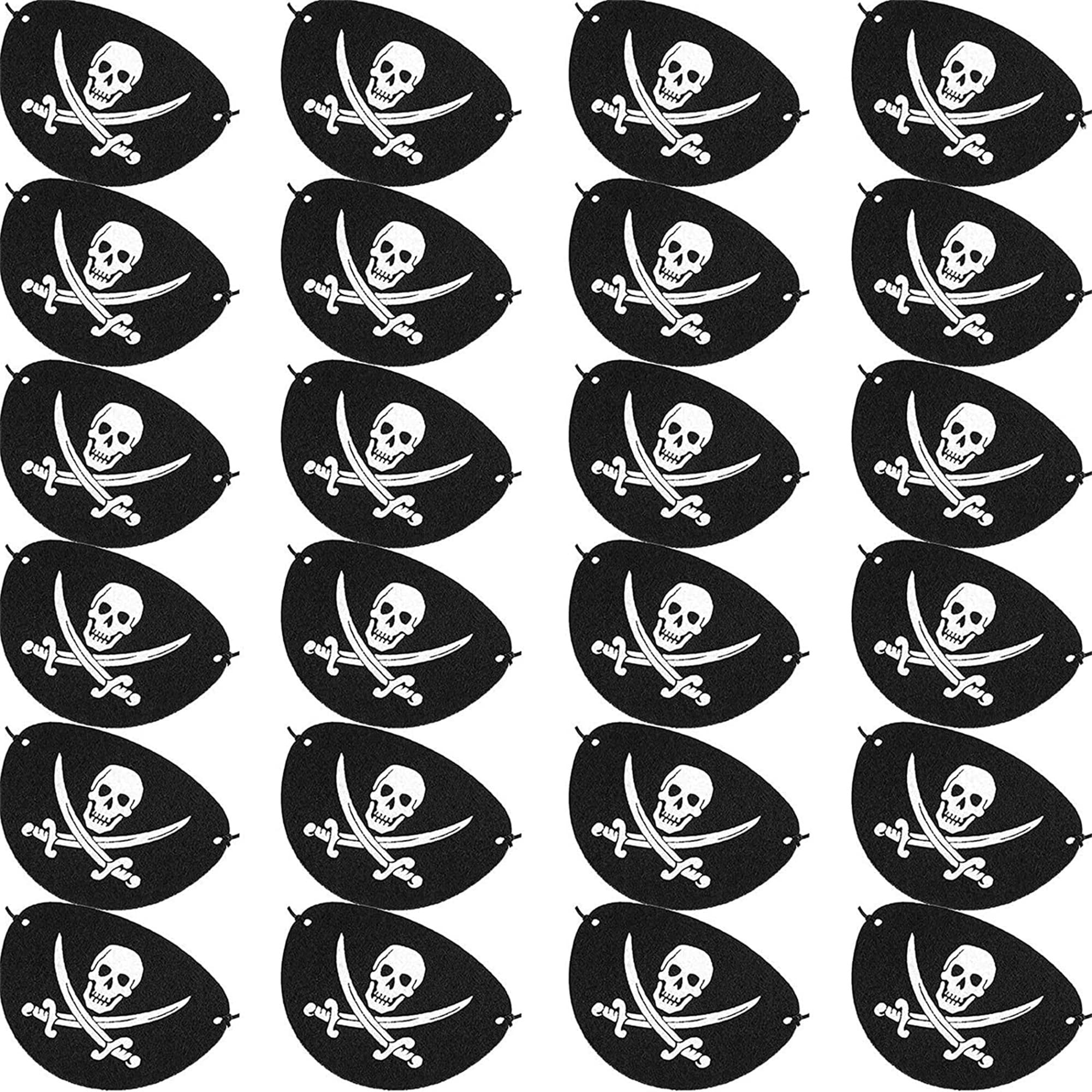24 Pack Black Pirate Eye Patches One Eye Skull Captain Eye Mask for Halloween Cosplay Party Children Kids Favors (Felt)