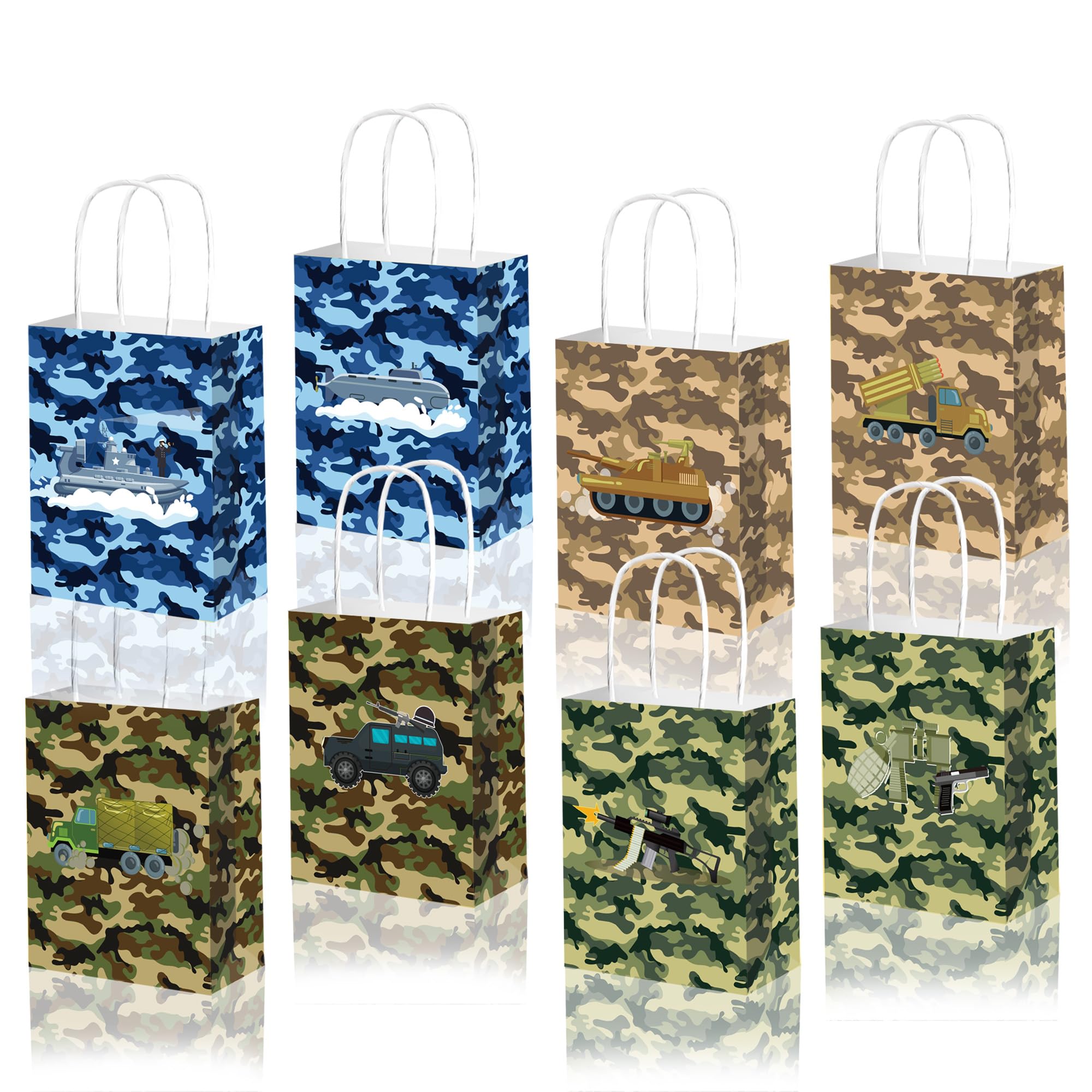 Photo 1 of 24Pack Camo Paper Gift Bags Camouflage Design Goodie Bags with Handles Camo Themed Candy Treat Bags for Kids Boys Girls for Birthday Party Baby Shower Supplies