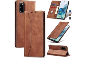 Jasonyu Flip Wallet Case for Samsung Galaxy S20 5G,Leather Magnetic Folio Cover with Card Holder,Kickstand - TPU Shockproof Durable Protective Phone Case,Brown