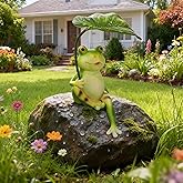 CSZLSMH Solar Frog Garden Statue with LED Umbrella Light, 8 Inch Outdoor Fairy Decor for Patio Yard Balcony, Unique Housewarming Gifts for Women