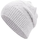 EASTER BARTHE Women Men Cashmere Blend Beanie Hat Soft Lightweight Warm Winter Cable Knit Slouchy Beanie Hat for Women Men
