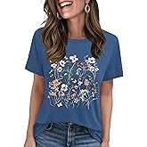 LETSEE Graphic Tees for Women Short Sleeve Loose Fit Casual T Shirts Cute Boho Vintage Dressy Trendy Summer Tops
