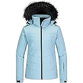 Skieer Women's Waterproof Ski Jacket Warm Puffer Jacket Thick Hooded Winter Coat