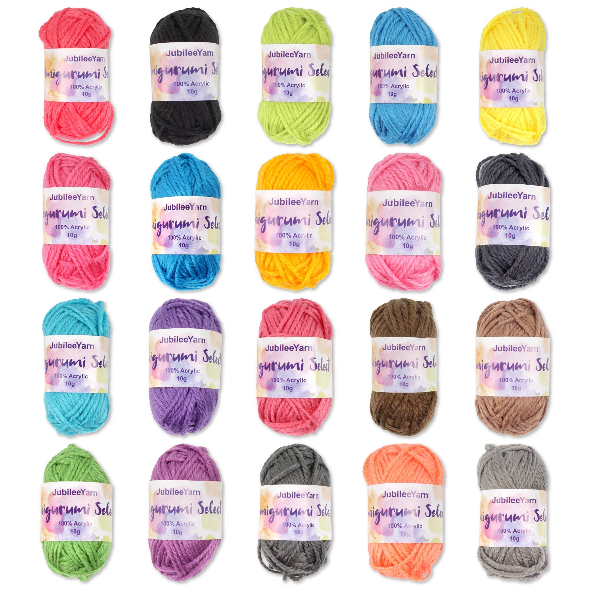 BambooMN Amigurumi Select 100% Acrylic Craft Yarn Bonbons - Crochet and Knitting Projects - Dark Colours - 20 x 10g Bonbons 500 yds Total
