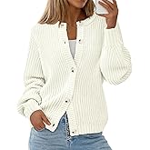 PRETTYGARDEN Womens Spring Cardigan Sweaters Crewneck Long Sleeve Button Open Front Knit Sweater Women Oversized Cardigans
