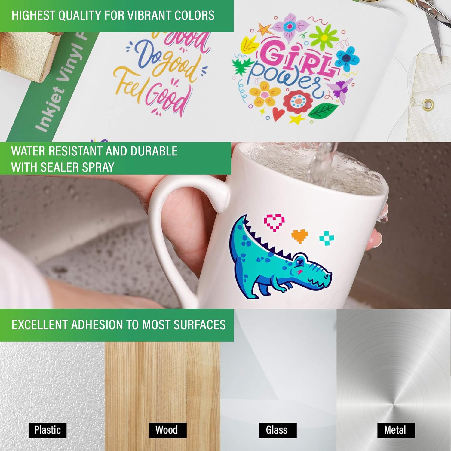 Premium Printable Vinyl Sticker Paper For Your Home Printer - 15 Clear Waterproof Sheets For Label Print Results : Office Products