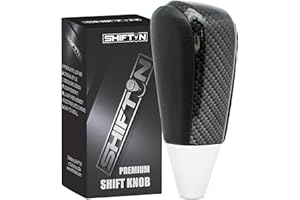 SHIFTIN Leather and Carbon Fiber Gear Shift Knob for Toyota Land Cruiser 4Runner Sequoia Tundra and Lexus (Black Leather/Carbon Fiber Pattern)