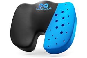 Everlasting Comfort Memory Foam Seat Cushion - Office Chair Cushion for Work, Travel, Car Support Pillow for Driving - Coussi