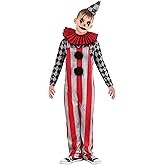 Fun Costumes Wicked Circus Clown Costume - Shirt, Striped Overalls, Pompoms