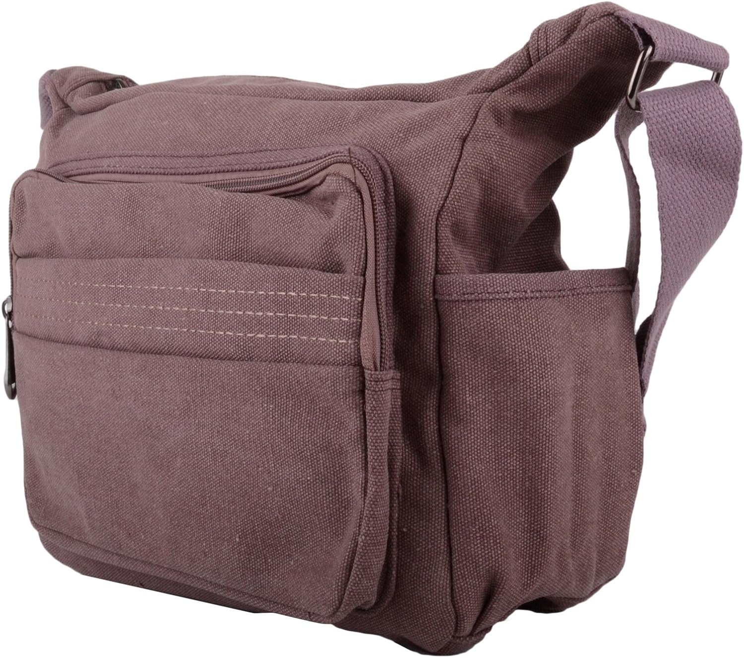 WYE LEATHER Womens/Mens Canvas Work/Travel/Holiday Shoulder/Small Messenger Bag - Burgundy - Image 3