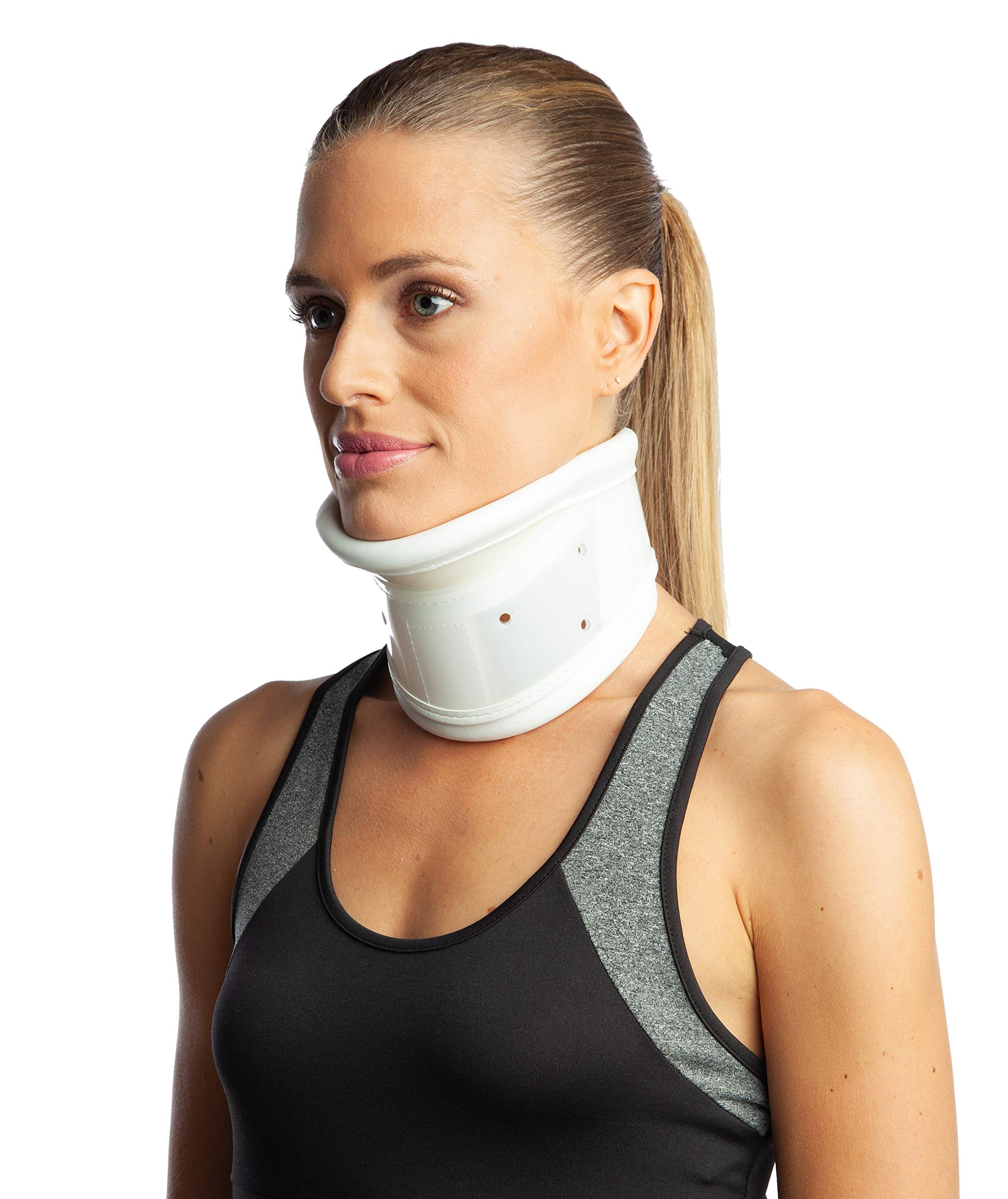 ArmoLine Rigid Neck Support Collar with Extra Chin Support Osteoarthritis Hard Cervical Spine for Spondylitis Spondylosis Neck Trauma Disc Hernia Women Men Small Medium Large (Medium)