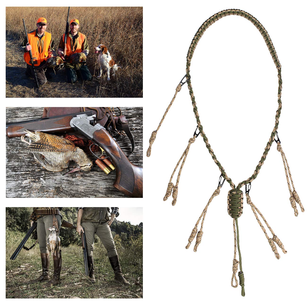 Yolyoo Duck Call Lanyard with Removable Drops 550 Paracord Hand Braided Secures 5 Calls Military Grade Adjustable Loops for Hunting Goose,Varmint, Predator, Deer or Duck Calls