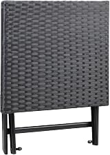 CASARIA 2x Small Poly Rattan Coffee Table Foldable Stool Weatherproof Black view 8