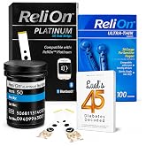 Platinum Test Strips 50 count + Ultra-Thin Lancets for Glucose Monitor Kit | 100 Ultra-Thin 30-Gauge Lancets &bull; Test Strips for Diabetes &bull; Diabetic Test Strips &bull; Bundle with 45 Diabetes Decoded eBook