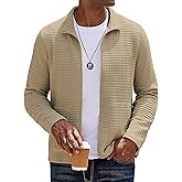 COOFANDY Men's Lightweight Varsity Jacket Casual Bomber Jackets Waffle Zip Up Sweatshirts with Pocket