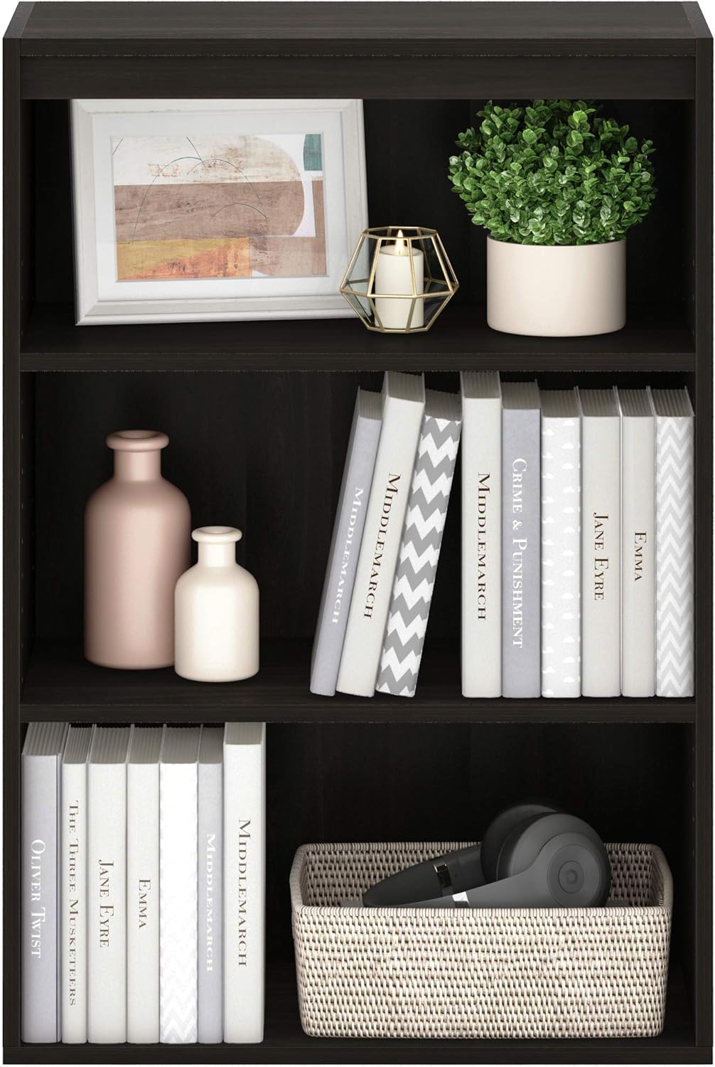 Furinno Pasir 3-Tier Open Shelf, Espresso: Furniture & Decor