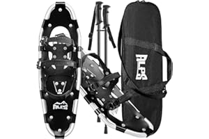 ALPS 14/17/21/25/30 Inch Lightweight Snowshoes for Women Men Youth Kids, Light Weight Aluminum Alloy Terrain Snow Shoes with Pair Antishock Trekking Poles, Free Carrying Tote Bag (Black&White, 17“)……