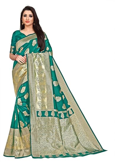 Divaastha Firozi Jequard Floral Saree with Blouse Piece (VHF101RAMA)
