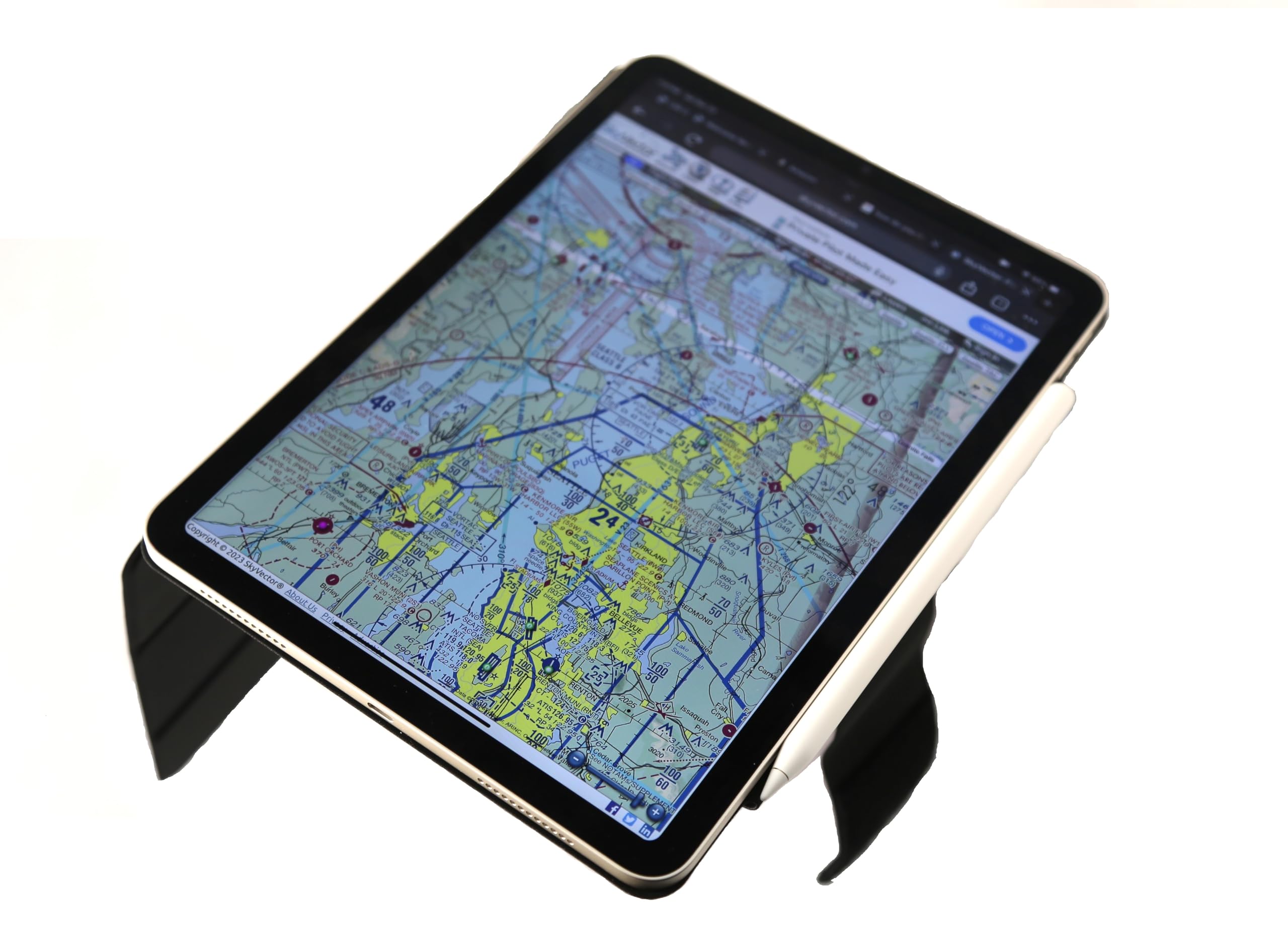Crystal Pilot Magnetic Folio Kneeboard and Large VFR/METAR Cheat Sheet. Compatible with 10.9 inch 5th Gen_iPad_Air