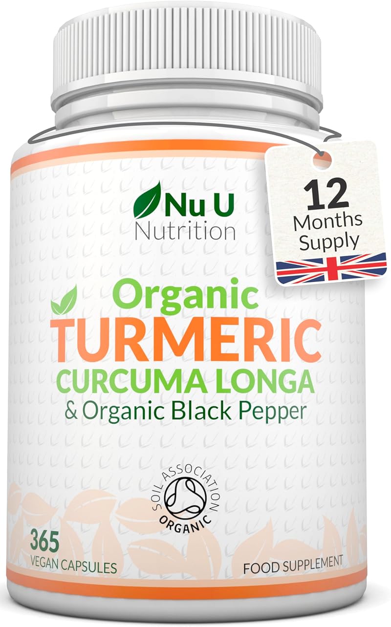 Nu U Nutrition Organic Turmeric Curcumin 600mg with Black Pepper 365 Veg Caps