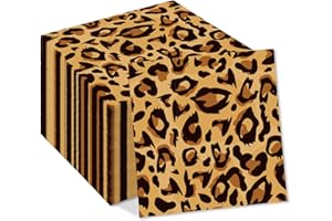 OXYLIPO 40pcs Animal Leopard Print Party Napkins Disposable Jungle Animal Leopard Print Tableware Dinner Napkin for Safari Leopard Themed Birthday Baby Shower Party Supplies