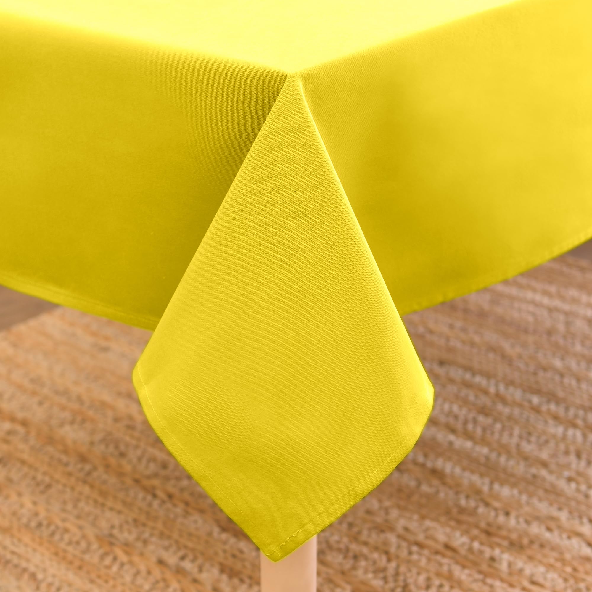 Encasa XO Dining Table Cover | 56x91 in Cotton Canvas Rectangular Tablecloth | Machine Washable, Sunbeam Yellow Table Cloth for Indoor & Outdoor Dining, Durable, Easy-Care | Suitable for Any Occasion
