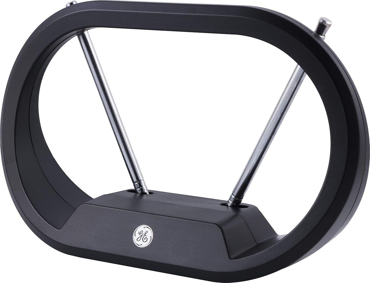 33676 HDTV Antenna GE Traditional Rabbit Ears Indoor Black TV Antenna 15  inch Extendable Dipoles and Circular Loop Smart TV Compatible Digital  Compact Design Tabletop Antenna 4K 1080P VHF UHF TV Antennas