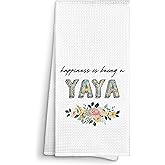 Sviojuce Yaya Gifts Kitchen Towels Decorative 16x24, Happiness is Being a Yaya Dish Towels Cloths Dishcloths Tea Towel Gifts for Grandma Grandmother Bathroom Kitchen Hand Towel Decor