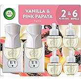 Air Wick Plug in Starter Kit, Vanilla &amp; Pink Papaya,2 Warmers &amp; 6 refills | Starter kit includes 2 warmers &amp; 6 refills for Air Wick home air fresheners, Vanilla &amp; Pink Papaya scent, essential oils.