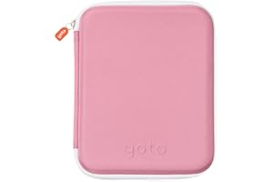 YOTO Card Case in Think Pink – Kids Accessory, Soft Portable Folder with Zipper & 64 Pockets for Player & Mini Audiobook Cards, Binder Sleeve Holder for Travel