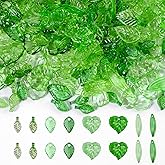 Sibba 320PCS Green Leaf Beads Acrylic Leaf Charms Pendants for Jewelry Making 8 Styles Tiny Maple Leaves Pendants Mini Glass Leaves Beads for DIY Crafts Earrings Necklaces Bracelets Spring Decorations