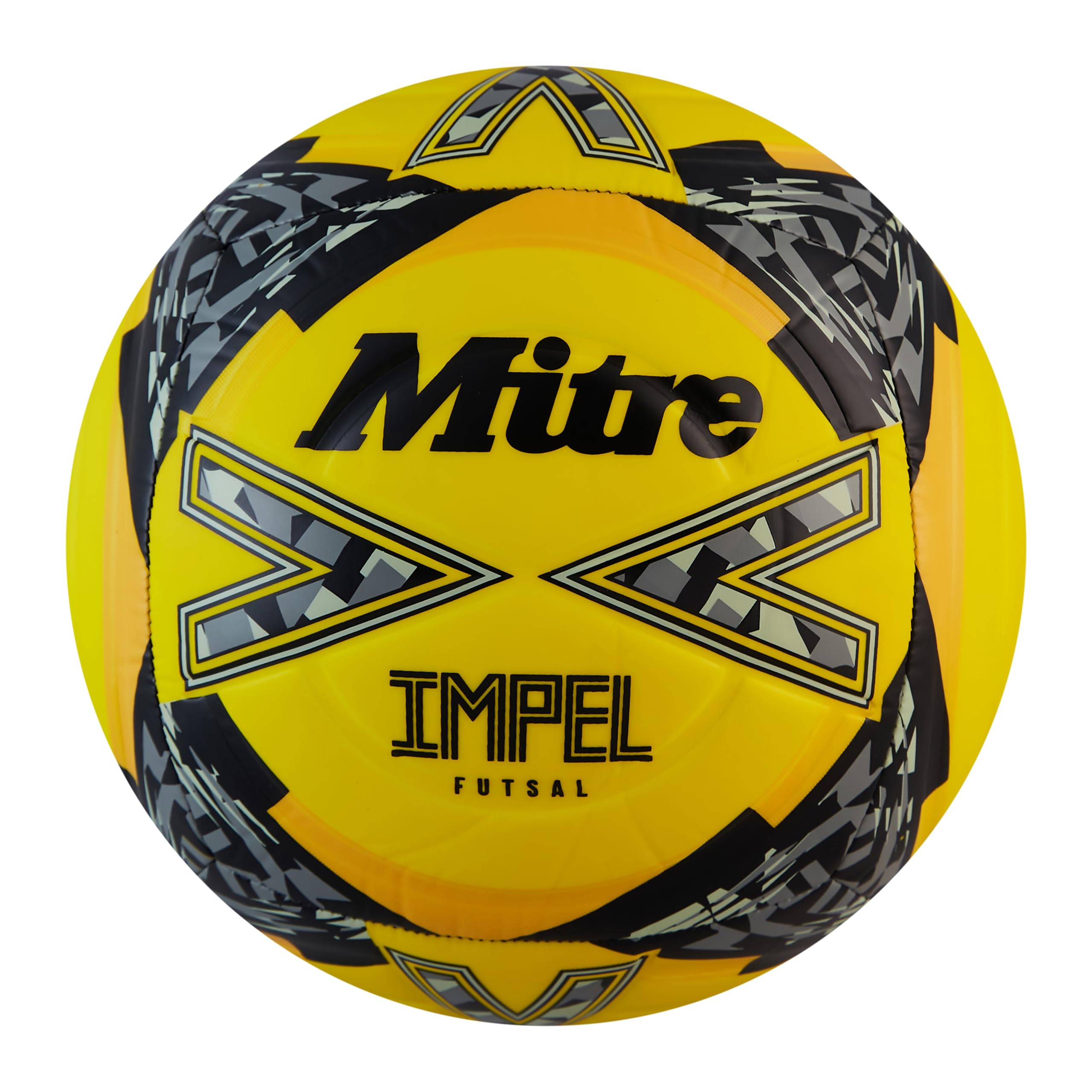 Mitre Impel Futsal Football | Indoor Ball | Low Bounce Football, Fluo Yellow/Black/Circular Grey, 3