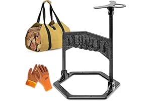 Andrti Firewood Log Splitter, Wood Kindling Splitter, Manual Wedge Splitter with Sharp Blade Cover, Detachable Splitter with Firewood Carrier and Gloves for Camping Trip