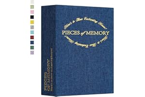 Hiwhy Photo Album for 4x6, Small Album for 50 Photos, Linen Cover Picture Book with Golden Prints, Portable Memory Book for Baby Wedding Traveling, Navy Blue