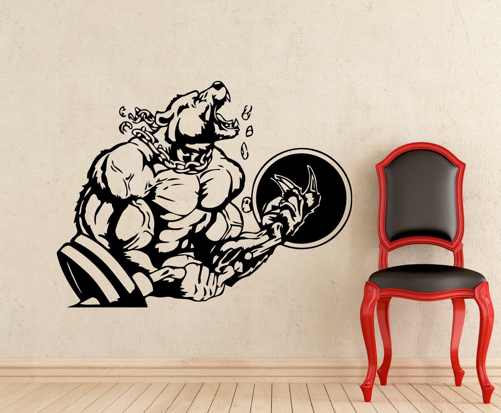 Bodybuilding Sticker Powerlifting Strong Man Gym Wall Decal Fitness Motivation Bear Barbell Beast Mode Vinyl Sticker Sport Wall Decor Removable Waterproof Decal (22t)