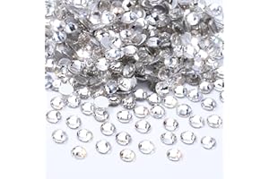 Meibite Crystal Clear Flatback Rhinestones, Glass Rhinestones for Nail Art and Craft, Glue Fix, Loose Crystal Gemstones(Crystal, SS6, 2880pcs, 1.9-2.0mm)