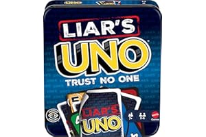 Mattel Games Liar’s UNO Card Game in Travel & Storage Tin for Adults, Kids, Families, Parties & Game Nights, Outwit Other Players with Bluffing & Trickery (Amazon Exclusive)