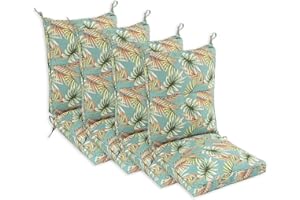 Makimoo Set of 4 Outdoor Dining Chair Cushions, Comfort Patio Seating Cushions, 44 x21x4.5 inch, Single Welt and Zipper, Verdant Leaf Canopy