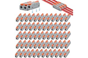 Linkstyle 60PCS 28-12 AWG Lever Wire Connectors, Compact Quick Connect Electrical Splicing Kit, 1 to 1 Inline Conductor Termi