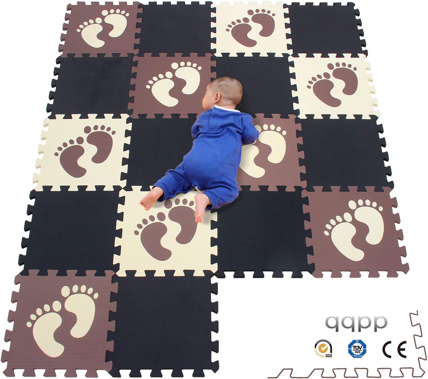 B18n Qqpp Eva Puzzle Tapis Mousse Bebe Empreinte De Pas Qqp 27 30 30 1cm Ideal Pour Les Tapis De Jeux Enfant 18 Dalles 2 Jeux Et Jouets Puzzles De Sol Ram Mount Co Uk