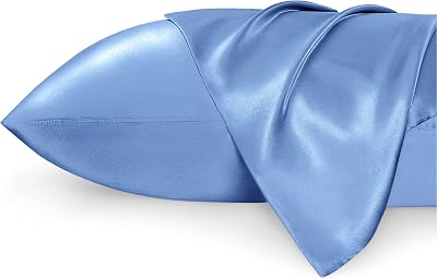 Bedsure Satin Pillowcase for Hair Allure Blue 2 Pack Queen Standard 50x75