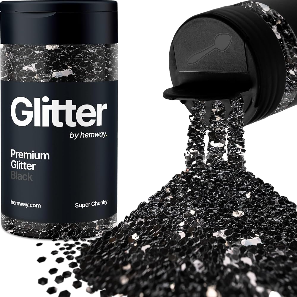 Hemway Black Glitter Shaker 130g 1/8 Inch Metallic Flake Glitter Resin Epoxy