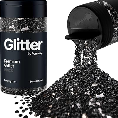 Hemway Black Glitter Shaker 130g 1/8 Inch Metallic Flake Glitter Resin Epoxy