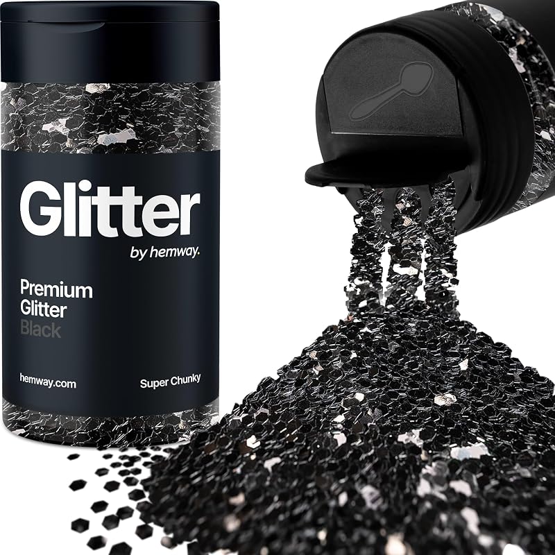 Hemway Black Glitter Shaker 130g 1/8 Inch Metallic Flake Glitter Resin Epoxy